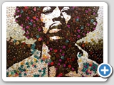 Jimi Hendrix mosaic portrait: creadted with thousands of Fender plectrums