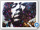 Jimi Hendrix Fender plectrum mosaic portrait: close up